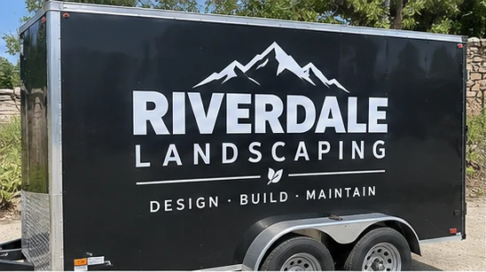 Riverdale Landscaping trailer lettering