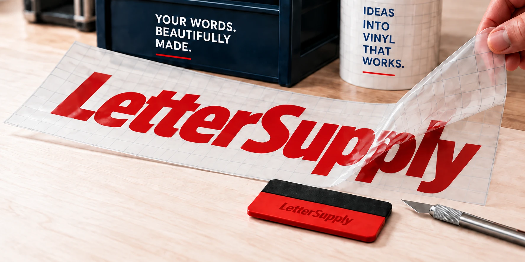 LetterSupply vinyl lettering on transfer film with application tools