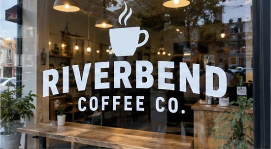 Riverbend Coffee Co. window lettering